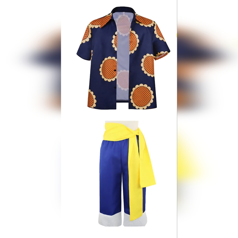 Blue and Yellow Floral Kimono Set
